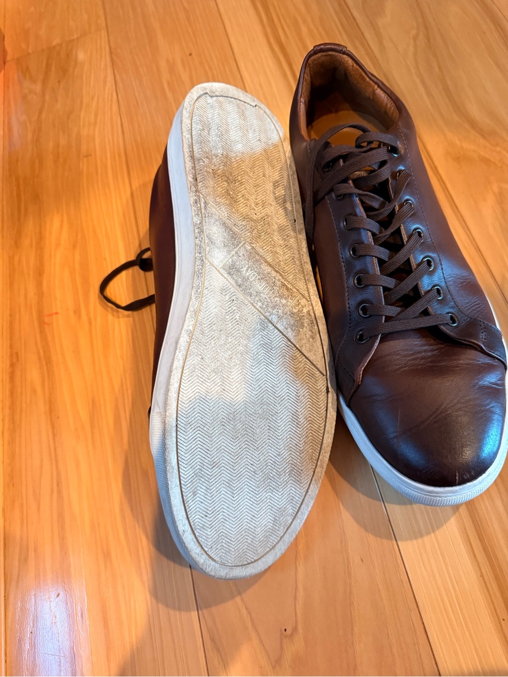 Thursday Boot Company Brown Leather Low-Top Sneakers with White Soles